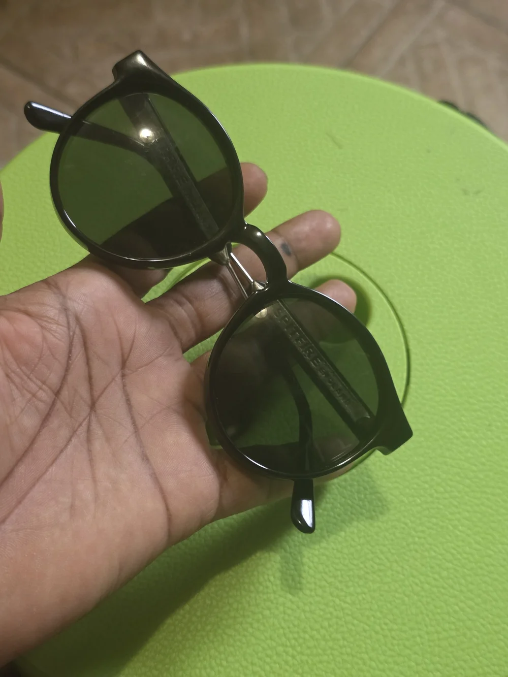 Spitfire Black Round Sunglasses with Dark Lenses With Few Scratches